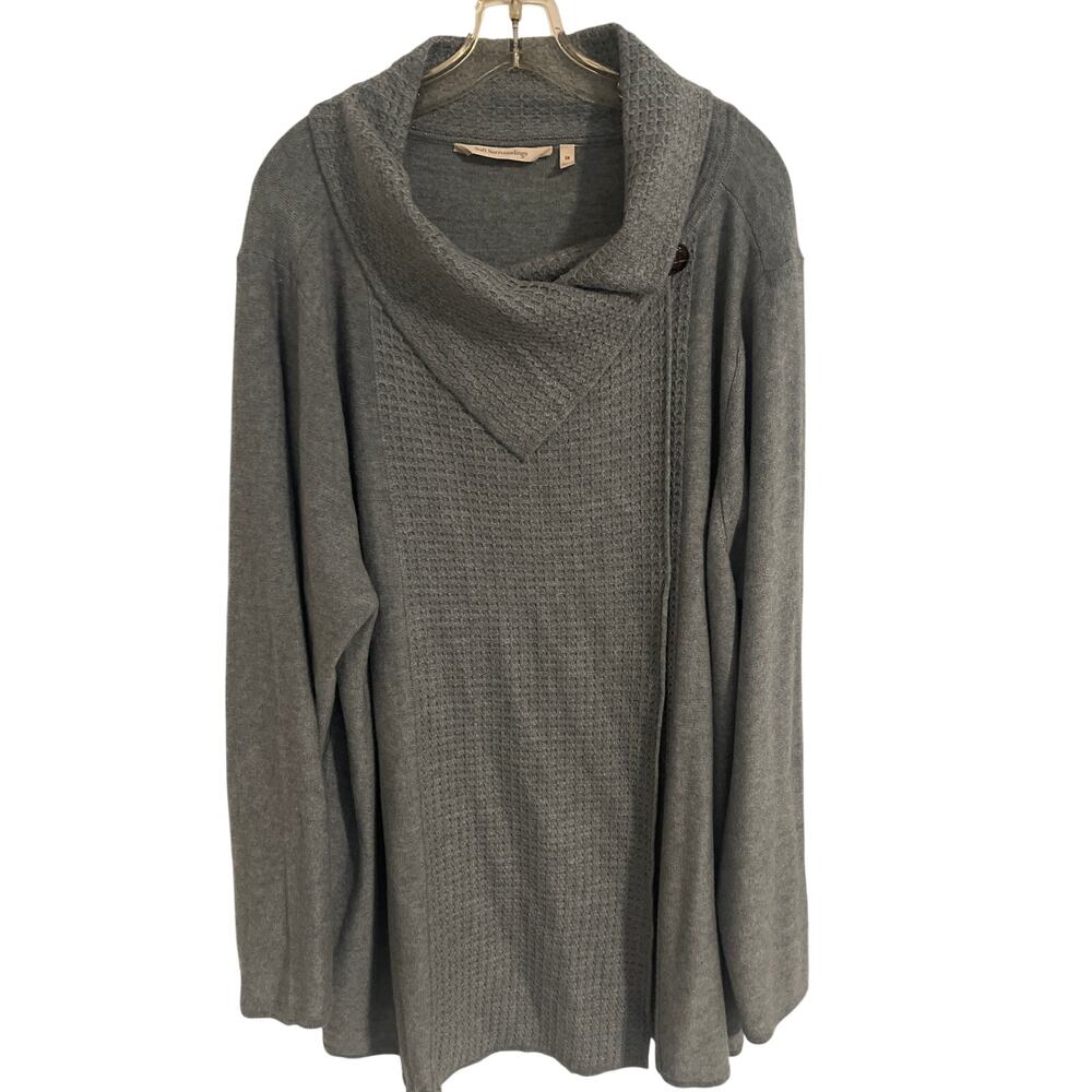 Soft Surroundings Gray Wrap‎ Waterfall Cardigan Sweater 3X